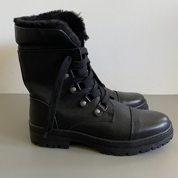 Women's Black Fur-Lined Ankle Boots - Picture 5 of 16